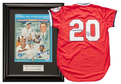 Lot of (2) Frank Robinson Signed Jersey & Framed National Baseball Hall of Fame Program